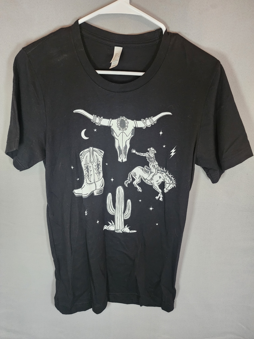Bella Canvas Black Tee with White Label and Print
